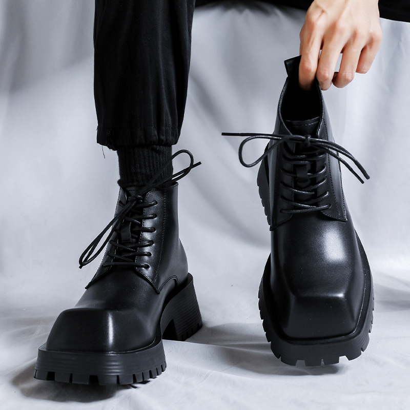 Men's British-style Thick-Soled Formal Shoes Rhino-Horn Derby Style - Image 6