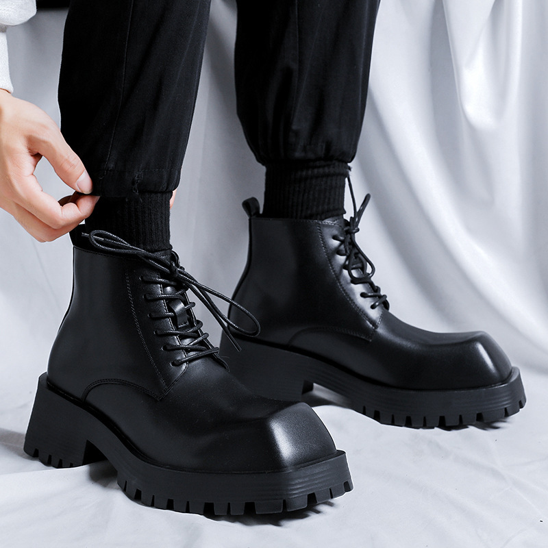 Men's British-style Thick-Soled Formal Shoes Rhino-Horn Derby Style - Image 4