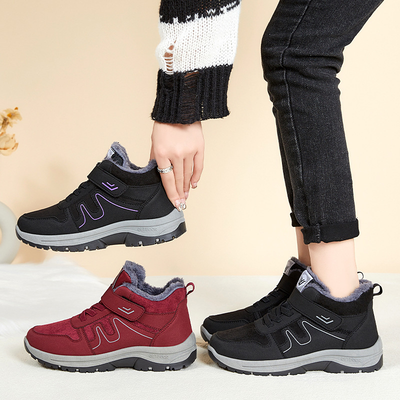 Womens Cotton Snow Boots With Velcro For Winter On Snowy Terrain - Image 2